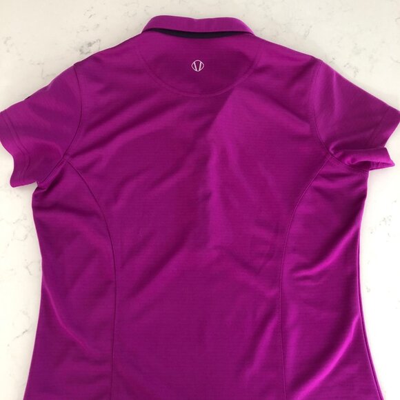 Sunice Athletic SS 5 Button Fitted Polyester Polo Golf Shirt Purple Sz S - Picture 6 of 11